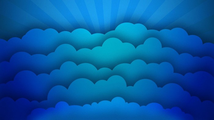 Blue clouds with sun rays digital art