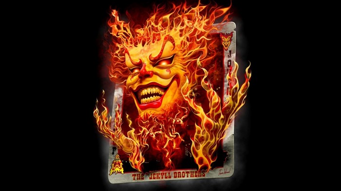 The Jekyll Brothers Joker Card on Fire