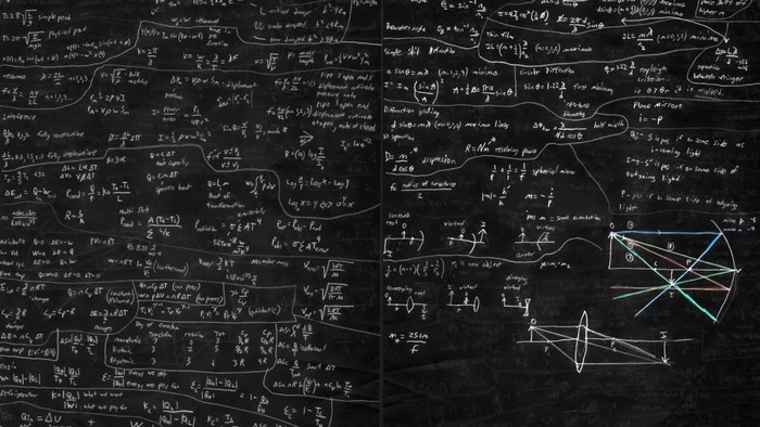 Mathematics formulas on a blackboard