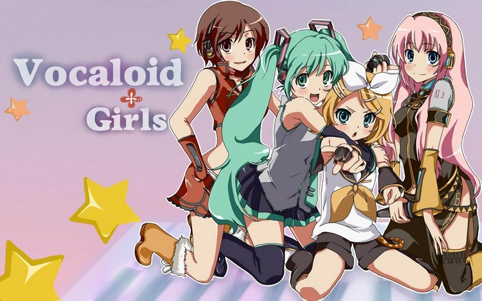 Vocaloid Girls: Meiko, Hatsune Miku, Kagamine Rin, Megurine Luka