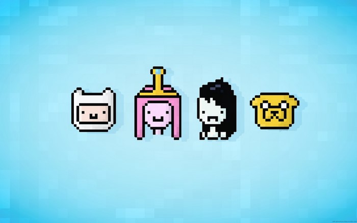 Finn, Jake, Princess Bubblegum, and Marceline from Adventure Time