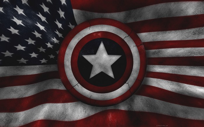Captain America's Shield on American Flag