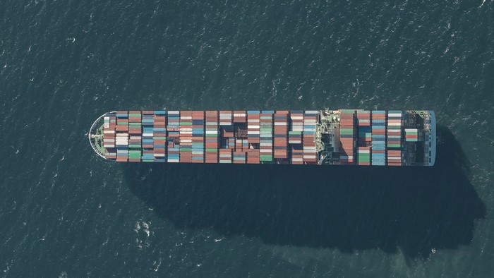 Cargo ship with containers on the sea