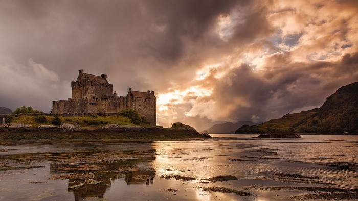 Eilean Donan Castle at Sunset in Scotland