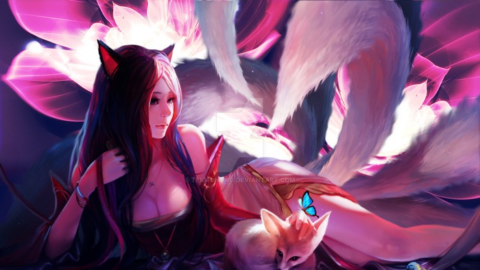 Ahri from League of Legends with Fennec Fox