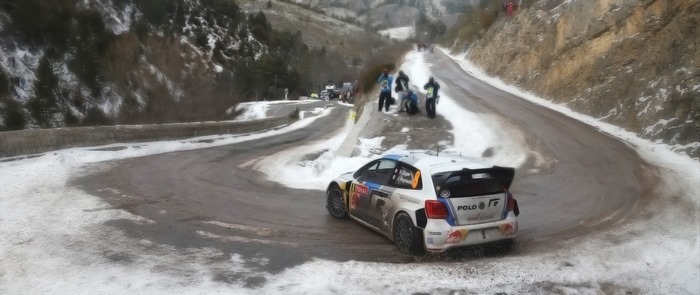 Volkswagen Polo WRC rally car on a snowy road