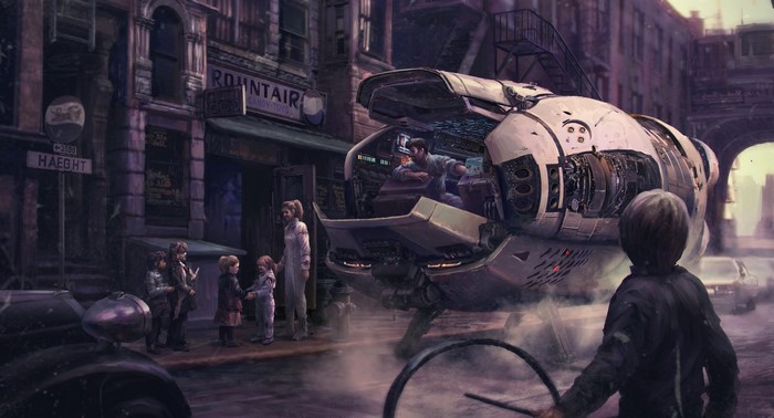 Science fiction concept art of a futuristic vehicle