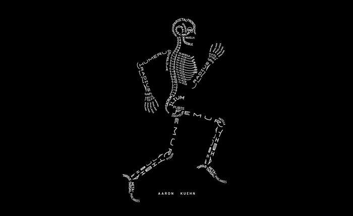 Skeleton made of words by Aaron Kuehn
