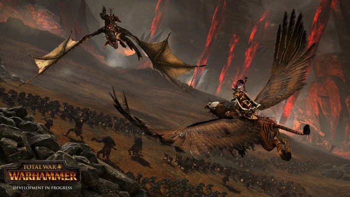 Total War: Warhammer fantasy battle with flying creatures