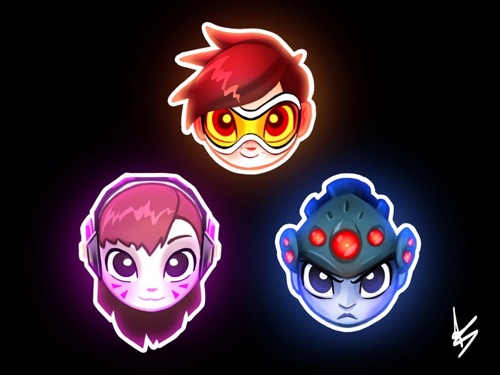 Tracer, D.Va, and Widowmaker from Overwatch