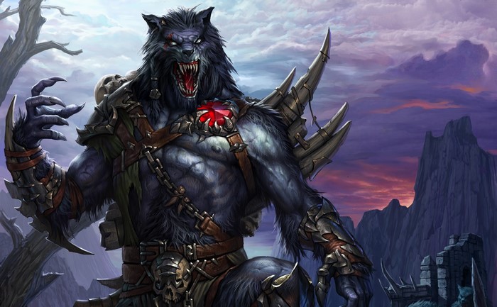 Ferocious Werewolf in Dark Fantasy Setting