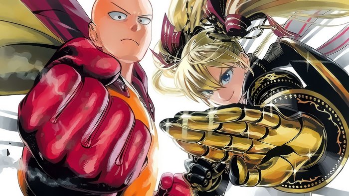 Saitama and Fubuki from One-Punch Man