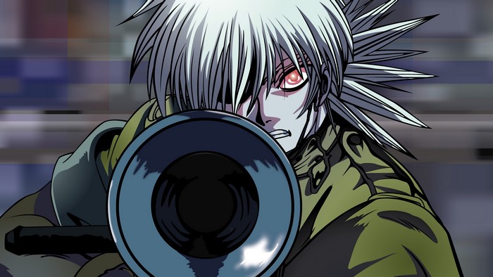 Seras Victoria from Hellsing holding a cannon