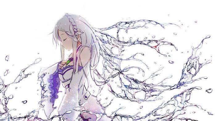Emilia from Re:Zero with water effects
