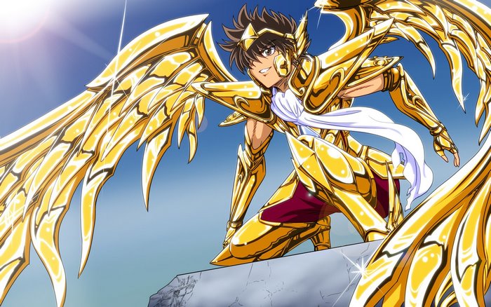 Seiya wearing the Pegasus Gold Cloth from Saint Seiya