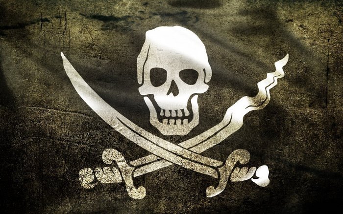 Pirate flag with skull and crossed swords