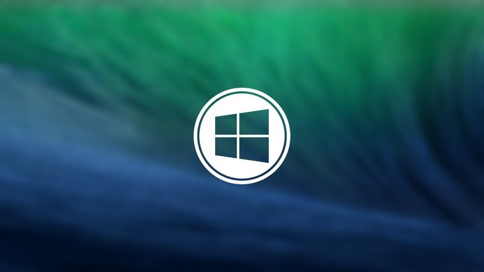 Windows logo on a blue and green abstract background
