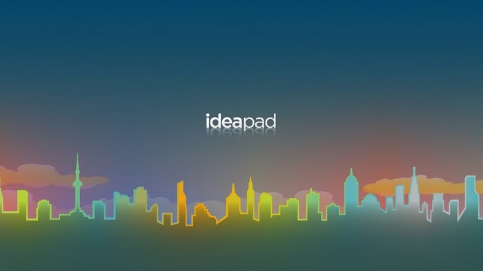 Lenovo Ideapad logo over cityscape