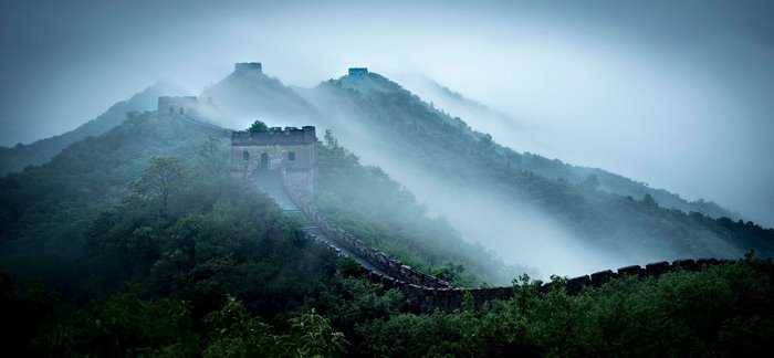 The Great Wall of China in the mist