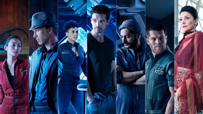 The Expanse characters: Naomi Nagata, Holden, Julie Mao, Alex Kamal, Avasarala