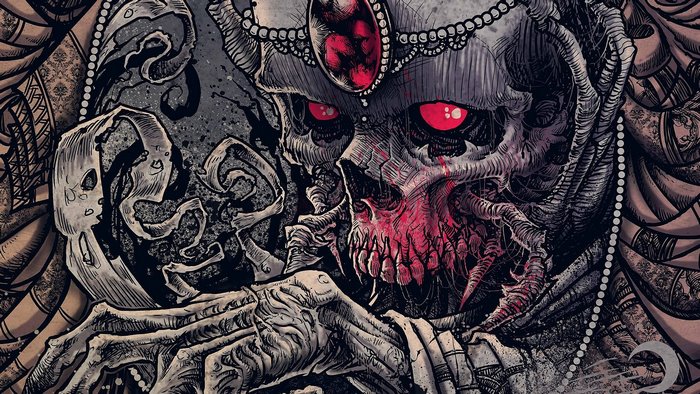 Creepy fan art of a dark skull