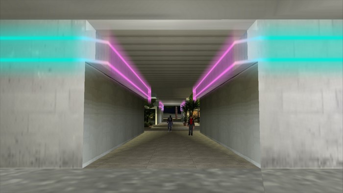 Grand Theft Auto: Vice City tunnel with neon lights