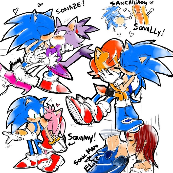 Sonic the Hedgehog characters kissing