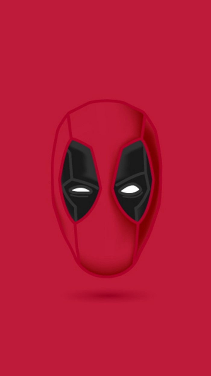 Deadpool mask on red background