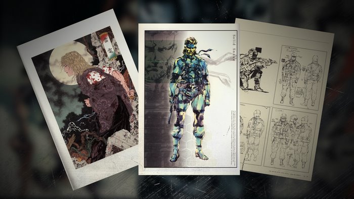 Solid Snake and concept art from Metal Gear Solid