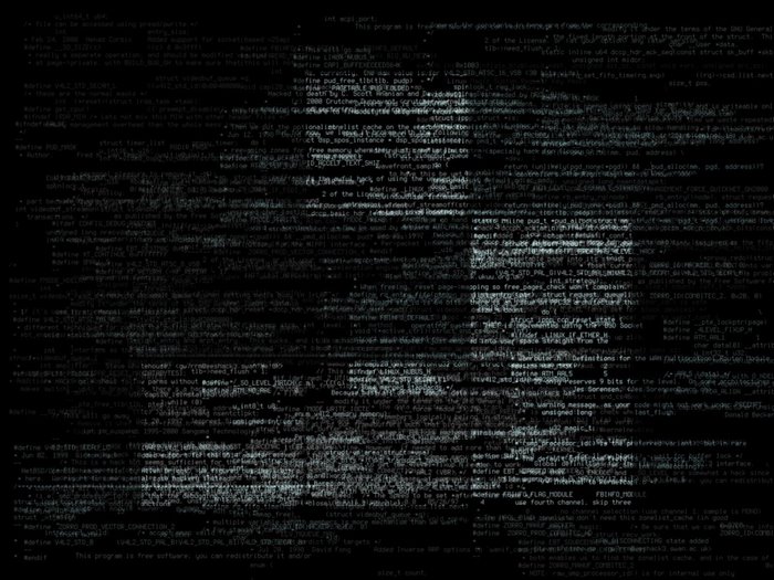 Hacking code on black background