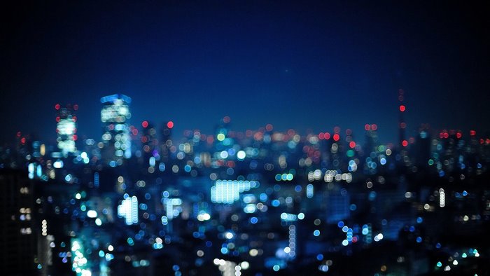 Blurred city lights at night