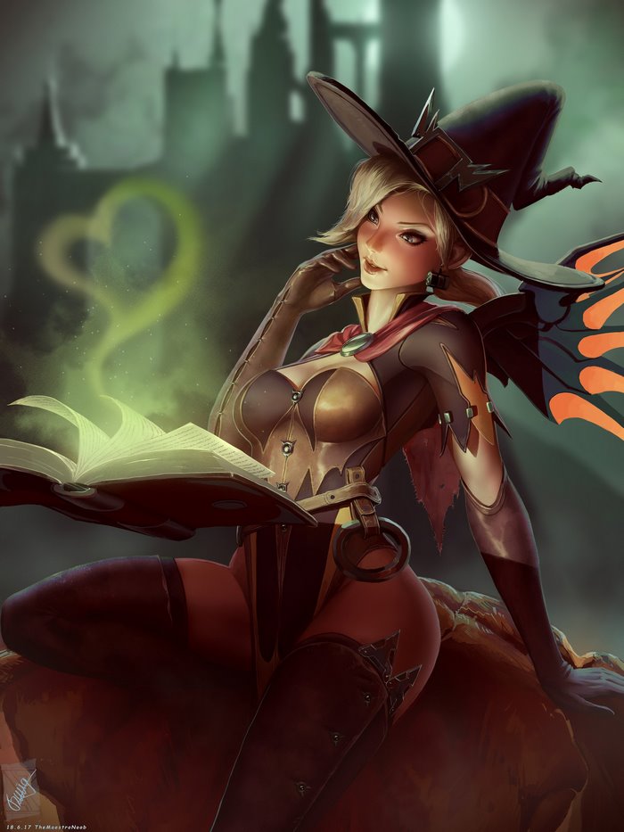 Witch Mercy from Overwatch casting a spell
