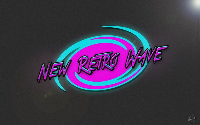 New Retro Wave logo with neon typography