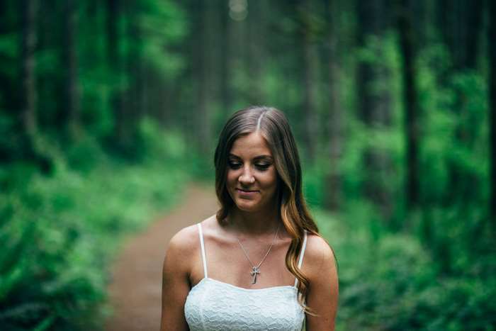 Woman in white dress in forest 4K