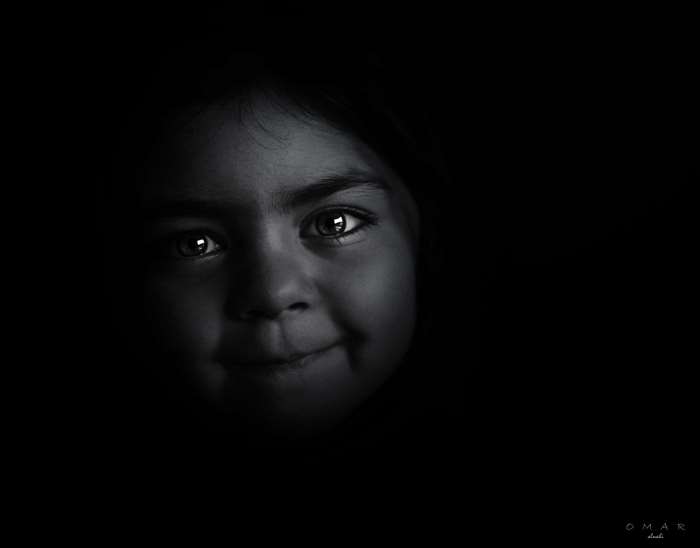 Black and white portrait of a girl