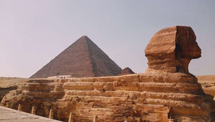 The Great Sphinx of Giza and Pyramid in Egypt 4K
