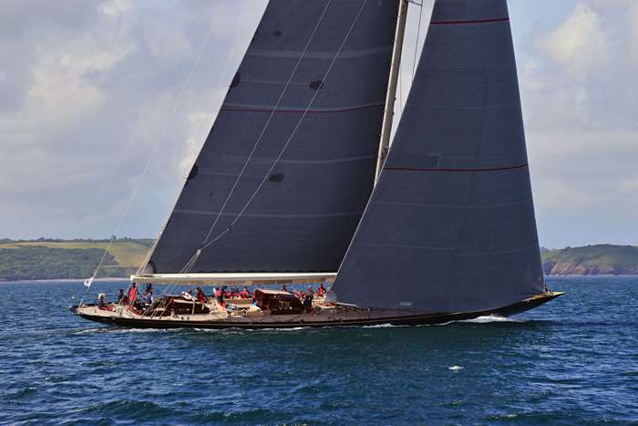 Elegant J Class Sailing Yacht with Dark Sails