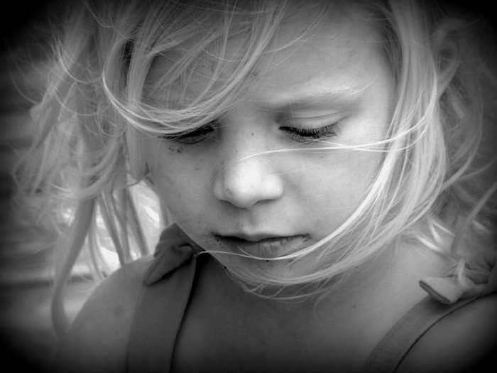 Black and white portrait of a young girl