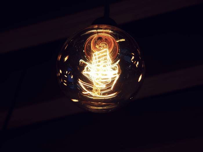 Edison light bulb in the dark