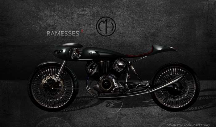 Ramesses Cafe Racer Motorcycle Design by Mladen Horvat 4K