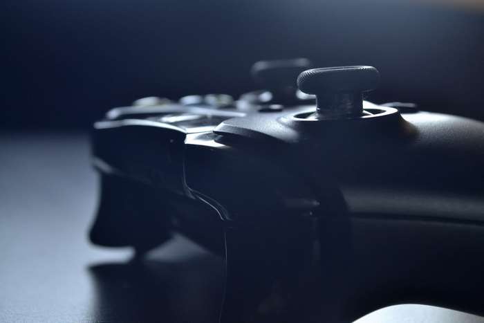 Close-up of a black Xbox game controller