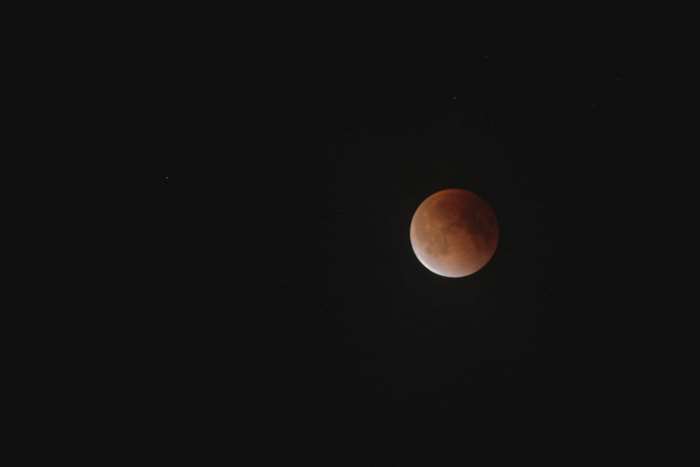 Blood moon during an eclipse in the night sky 4K