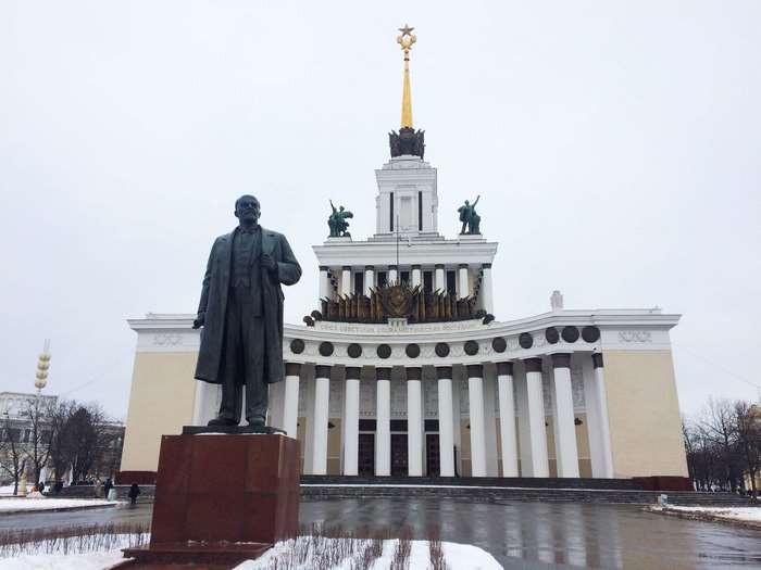 Statue of Lenin in front of the main pavilion at VDNKh, Moscow