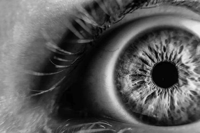 Extreme Close-up of a Human Eye with Detailed Iris