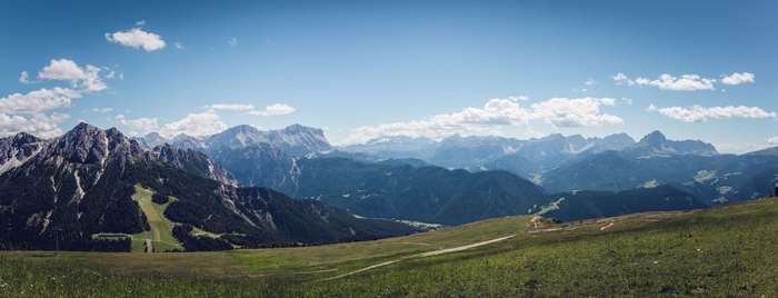 Panorama of the Alps with Mountains and Green Valleys