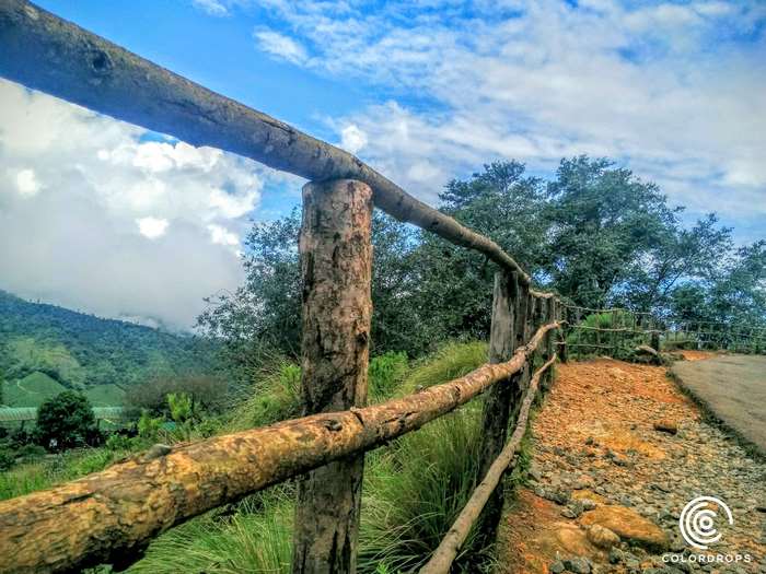 Wooden fence on a hill in Munnar, Kerala, India