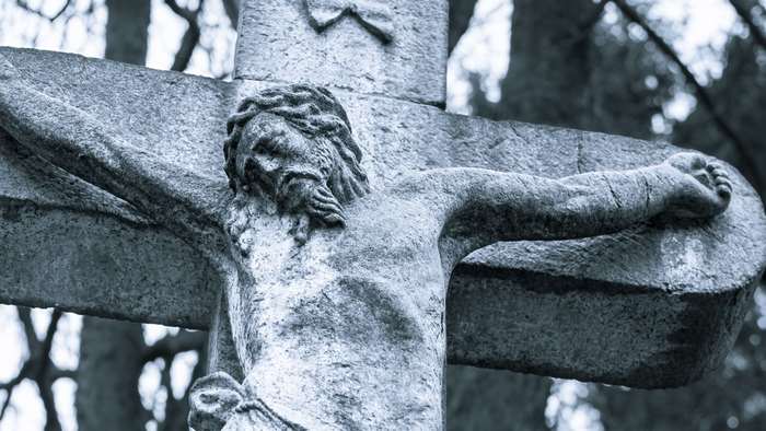 Jesus Christ on the cross stone carving