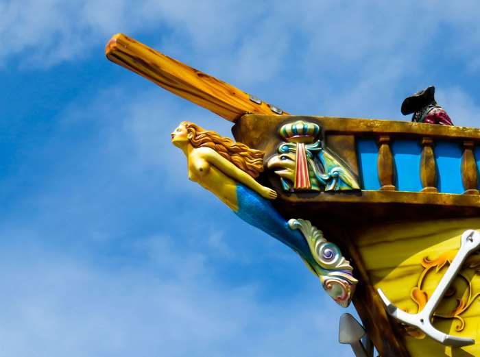 Mermaid figurehead on a pirate ship