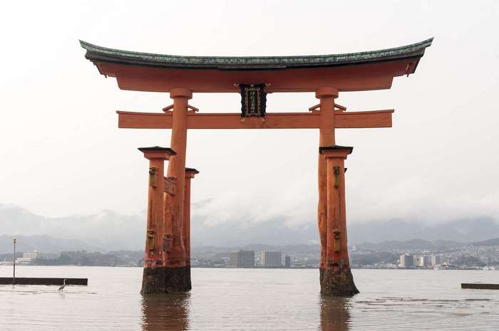 Great Torii of Miyajima in water, Japan