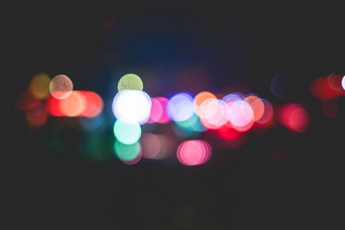 Abstract colorful bokeh lights at night